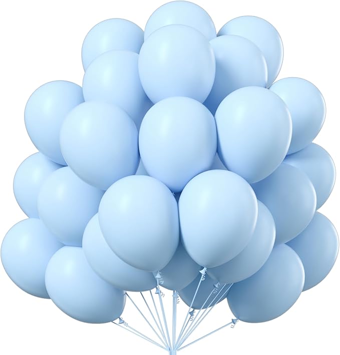 PartyWoo Baby Blue Balloons 100pcs Light Pastel Sky Aqua Blue Color | Balloons by PartyWoo