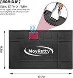 MoyRetty Magnetic Barber Organizer Mat for Clippers(17.7'' x 11.8''), Professional Anti-Slip Heat-Resistant Silicone Pad for Hair Stylist Supplies- 4 Magnets