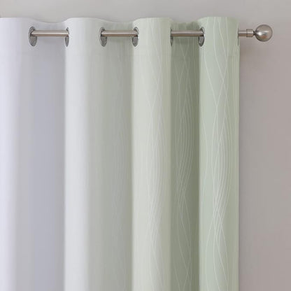 Sage and Greyish White Blackout Curtains 54 Inch Length, Light Blocking - Image 4