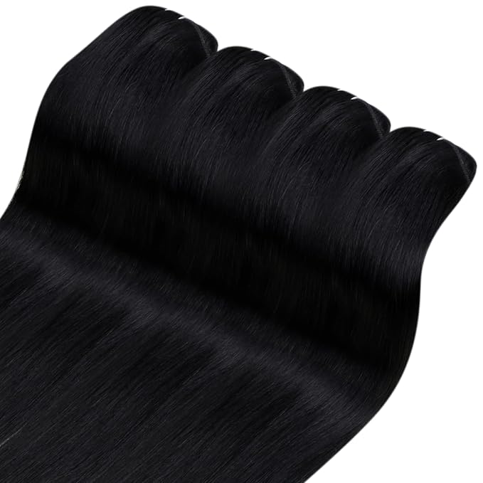 YoungSee 150G Clip in Hair Extensions Long Straight Hair Extensions Clip ins Black Clip in Black Hair Extension Human Hair Long Clip on Hair Extension Real Human Hair Add Length 7Pcs 24Inch