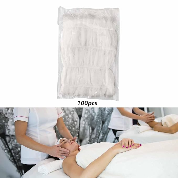100Pcs SPA Facial Headbands SPA Makeup Headbands Skincare Hair Bands Makeup Head Wraps for Bath Home Showering Personal Use, White