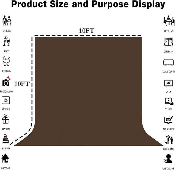 Brown Photography Backdrop for Photoshoot, Fabric 10x10ft | Polyester Studio - Image 3