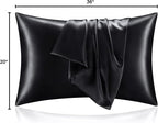 BEDELITE Satin Pillowcase for Hair and Skin, Super Soft and Cooling Similar to Silk Pillow Cases 2 Pack with Envelope Closure, Gift for Women Men(20"x36" King Size, Black)