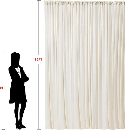 10x10ft Wrinkle Free Ivory Backdrop Curtain - Image 6