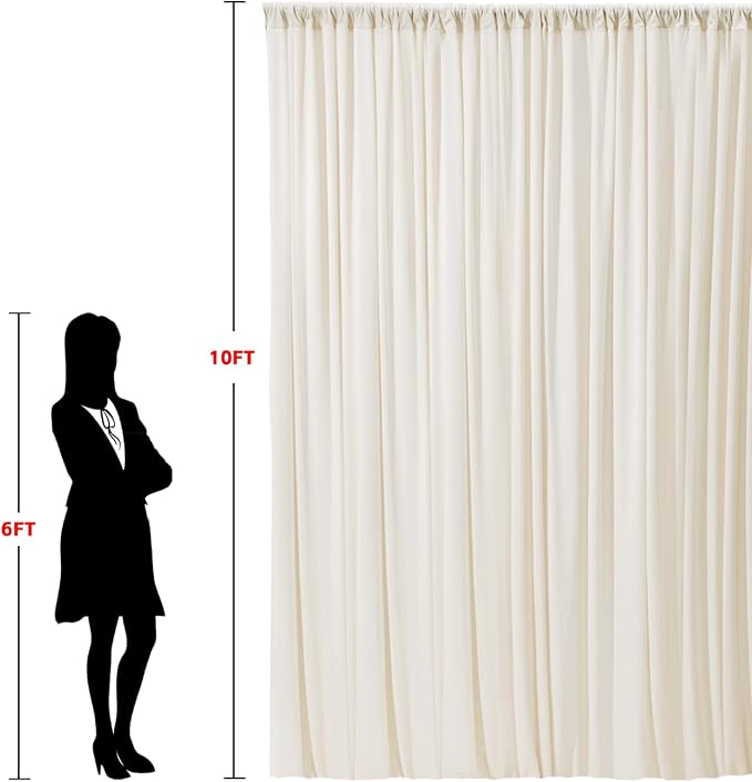 ESGOTBME 40x10ft Wrinkle Free Ivory Backdrop Curtain - Image 5