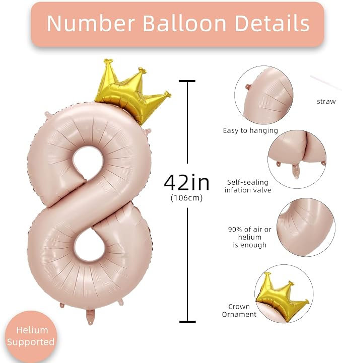 AULE 40 Inch Big Pink 8 Balloon Number - Image 2