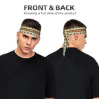 Men Women Fashion Sports Sweat Band Hair Accessories for Sports Workout Shower, Long Multifunction Ethnic Geometric Pattern Mexican Tribal Head Ribbon Headwear