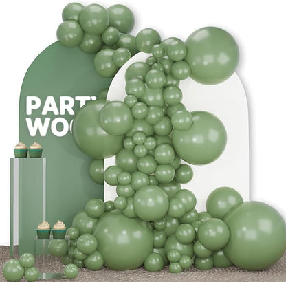 PartyWoo Sage Green Balloons 140pcs Different Sizes Pack of 18 12 10 5 Inch by PartyWoo