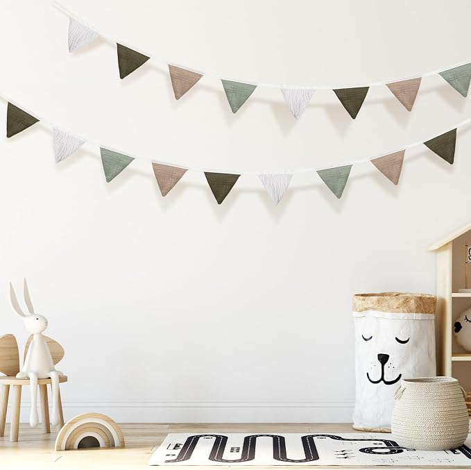 Oudain 2 Pcs Pennant Banner Flags Nursery Garland Triangle Bunting Flags - Image 5