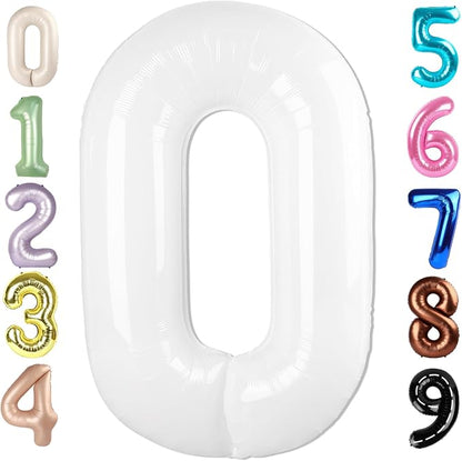 Number 0 Balloon Birthday Decorations, 40In White Balloons by Mluchee