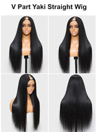YIROO V Part Wig Yaki Straight Human Hair Wigs for Black Women Upgrade Upart Wig No Leave Out 12A Glueless Kinky Straight V Shape Clip in Half Wig No Glue No Sew Beginner Friendly 180% Density 26 Inch