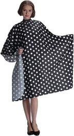 Professional Salon Cape - Polyester Hair Cutting Cape, 54"x62", Black and White Dots