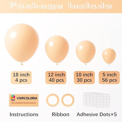 Voircoloria 130pcs Blush Pink Balloons Garland Arch Kit, 18 12 10 5 Inch | - Image 2