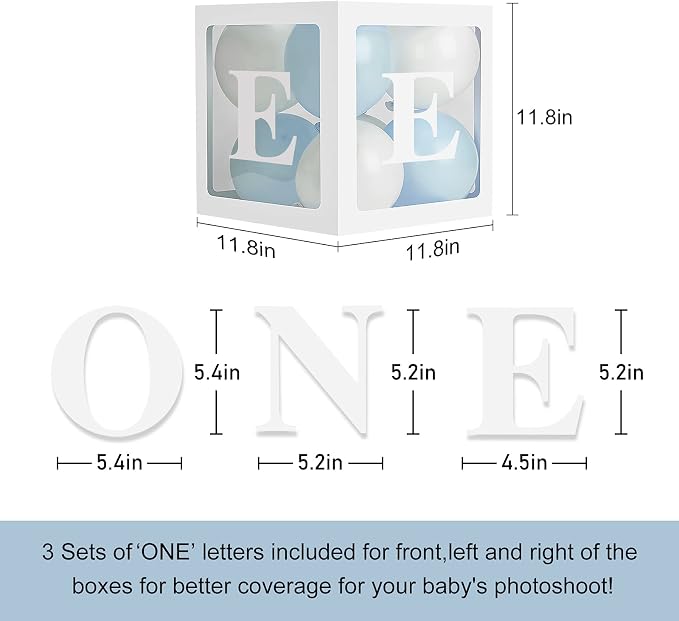 Baby Boy First Birthday Party Decorations 'ONE' Letters Individual Three White - Image 5