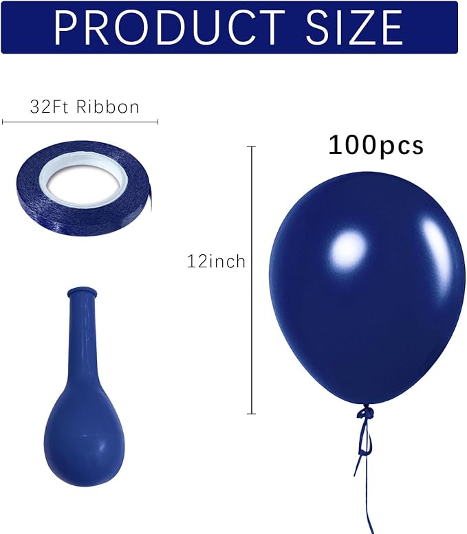 Navy Blue Balloons Latex Party Dark Blue 100 Pack 12 inch Round Navy Balloons - Image 2