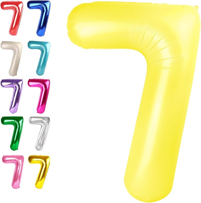 Yellow Number 7 Balloon 40 inch, Balloon numbers party supplies, deco photo by Upgesy