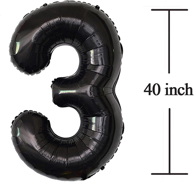 Black 30 Number Balloons Giant Jumbo Number 30 Foil Mylar Balloons - Image 2