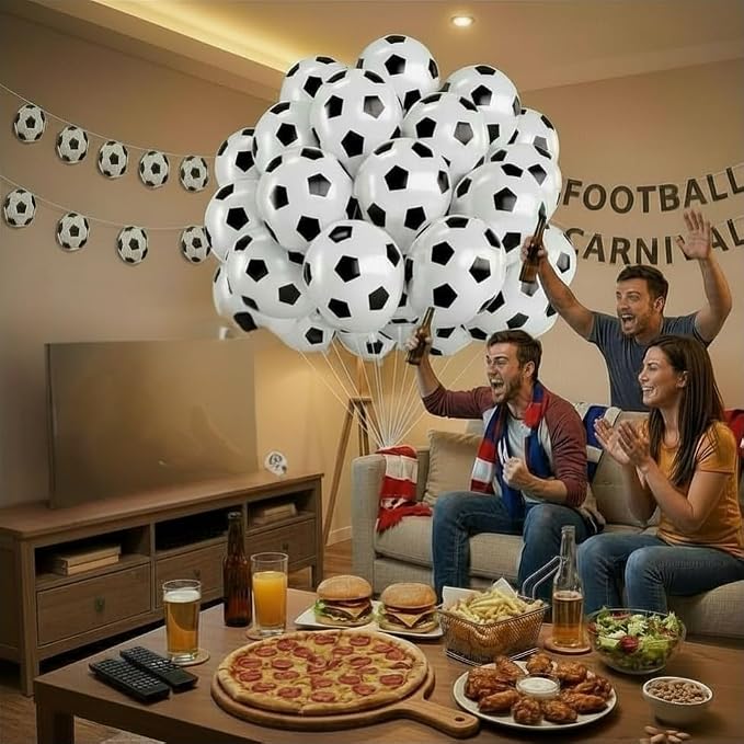 Black White Soccer Ball Balloons, 12 Inch Soccer Printed Balloon - Image 6