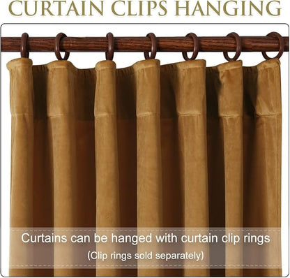 Gold Brown Velvet Curtains 108 inches Long Fall Decor | Light Blocking Thermal - Image 4