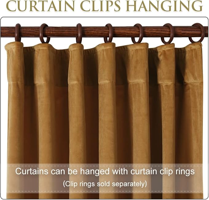 Gold Brown Velvet Blackout Curtains - Image 4