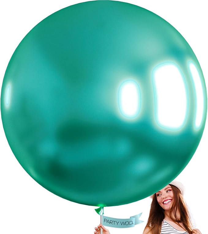 PartyWoo Metallic Green Balloons 4pcs Chrome Green Color 36 Inch | Balloons by PartyWoo