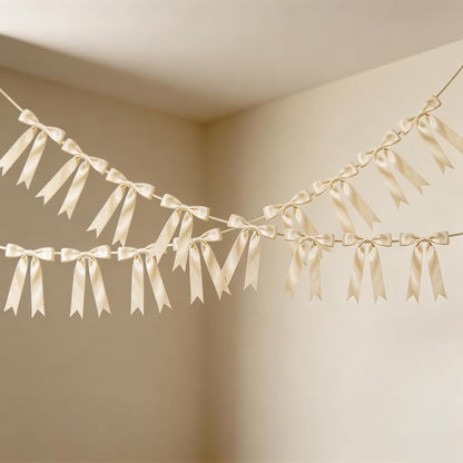 2 Strings Cream Bow Garland Banner Decorations - Image 5