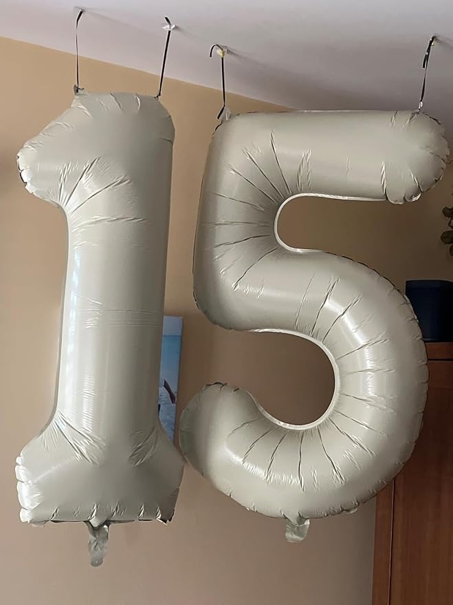 Number Balloons 5 Balloon Cream - Image 3