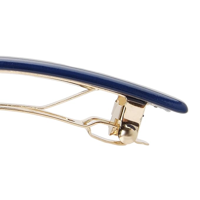 Navy Blue Hair Barrette for Thin Hair, Classic Rectangle French Barrette for Women, Lightweight and Comfortable, Strong Hold, Nacro Ocean | France Luxe