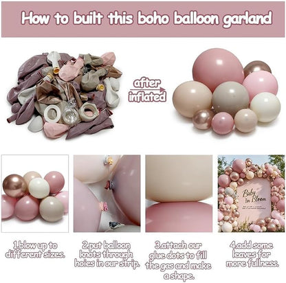 Dusty Pink Beige Rose Balloon Garland Double Stuffed | Mauve Light Pink Blush - Image 4
