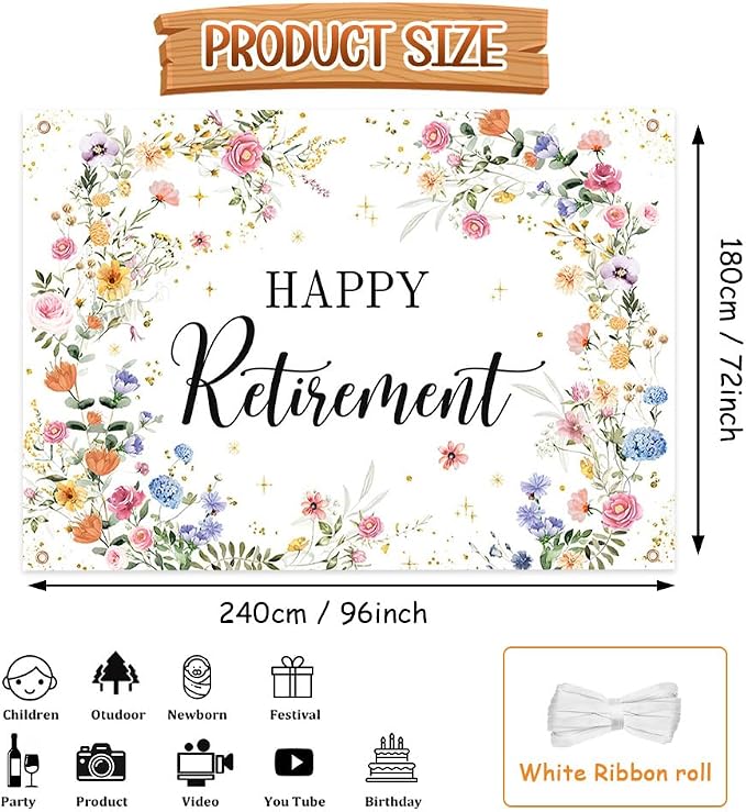 AIBIIN Happy Retirement Backdrop - Image 2