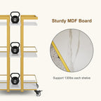 Paddie Esthetician Cart with Wheels, Salon Lash Spa Rolling Trolley Cart, White & Gold