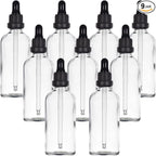 YIZHAO Clear Glass Dropper Bottle 4oz, Tincture Bottles with Glass Dropper, for Essential Oils, Aromatherapy, Cosmetic, Laboratory, Pharmacy, Liquids, Travel –9 Pcs