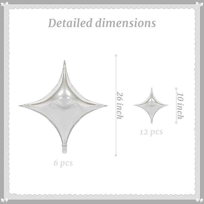 6 Pieces Of 26 Inch And 12 Pieces Of 10 Inch Silver Square Star Shaped - Image 2