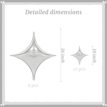 6 Pieces Of 26 Inch And 12 Pieces Of 10 Inch Silver Square Star Shaped - Image 2