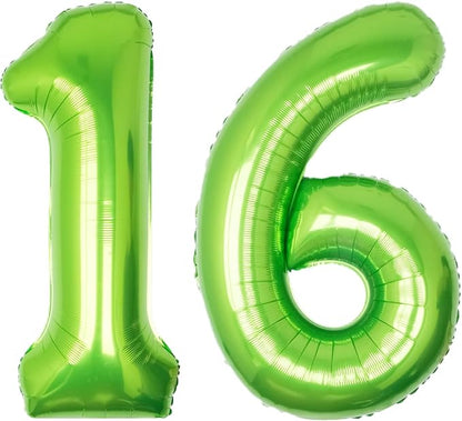 40 Inch Green Number 16 Balloon Lime Big Large Helium Number 0-9 | Giant by SULALABOO
