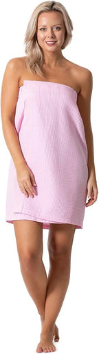 Turkish Linen Women’s Waffle Spa Body Wrap with Adjustable Closure