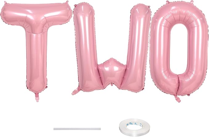 40 Inch Pastel Pink TWO Letter Balloons, Light Pink TWO Balloon Letters by Lingqiang