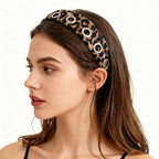 2pack Leopard Grommet Wide Headband Y2K Punk Hollow Out Eyelets Metal Hairband Leopard Print Elastic Hair Accessories For Women Girls