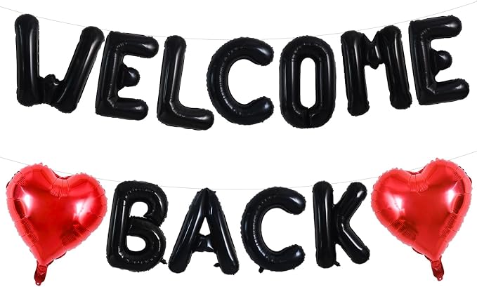 TONIFUL 16 Inch Black WELCOME BACK Foil Letter Balloons Banner Decoration | by TONIFUL