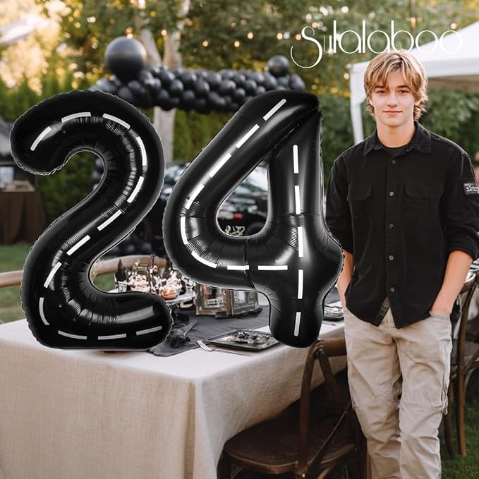 Race Car 40 Inch Black 24 Big Large Helium Balloon Number 0-9 | Track Giant - Image 4