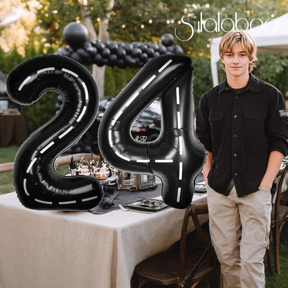 Race Car 40 Inch Black 24 Big Large Helium Balloon Number 0-9 | Track Giant - Image 4
