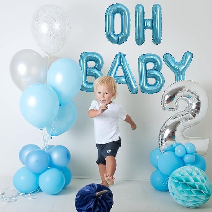 TONIFUL Light Blue Letter Balloons 2 Set 16 Inch A-Z Custom Alphabet Banner | - Image 6