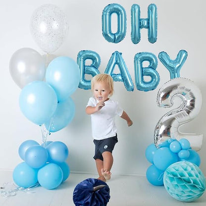 TONIFUL Light Blue Letter Balloons 2 Set 16 Inch A-Z Custom Alphabet Banner | - Image 6