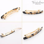 French Amie Small 2 1/4 inch Celluloid Handmade Hair Barrette No Slip Grip Durable Styling Women Hair Accessories Hair Clip for Girls, Made in France(White Tokyo)