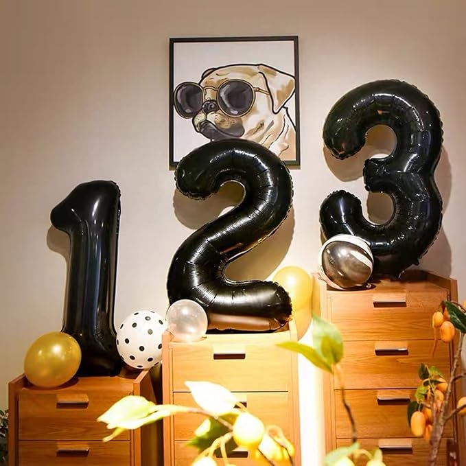 Black 60 Number Balloons Giant Jumbo Foil Mylar Helium Balloons Party - Image 6