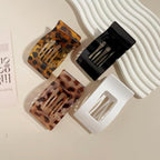 8PCS Rectangle Flat Hair Clips 3.74' Stylish Medium Barrettes for Women Girls Strong Hold Lying Down French Duckbill Claw Styling Hair Accessories for Thin Thick Hair