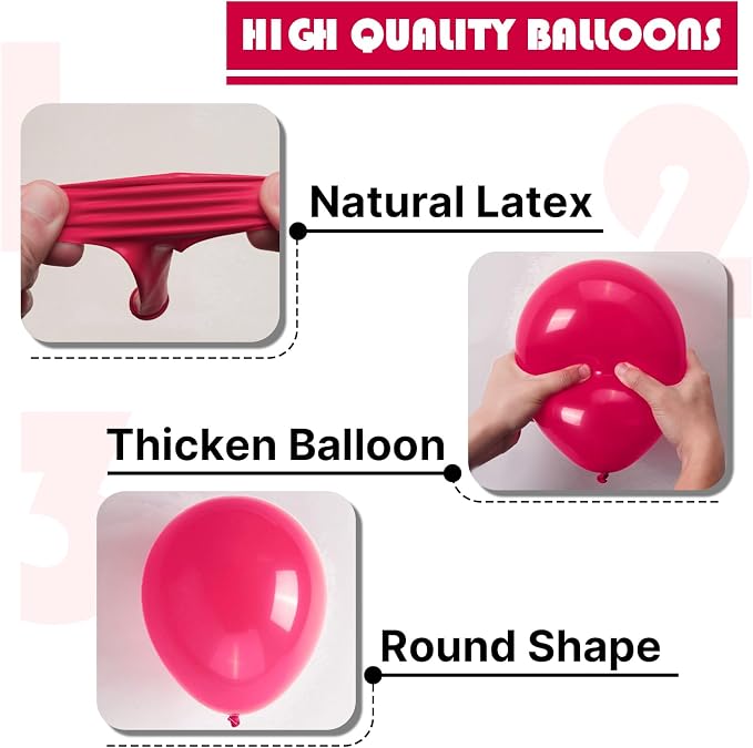 PartyWoo Hot Pink Balloons 100pcs Magenta Fuchsia Color 5 Inch | Balloons - Image 6