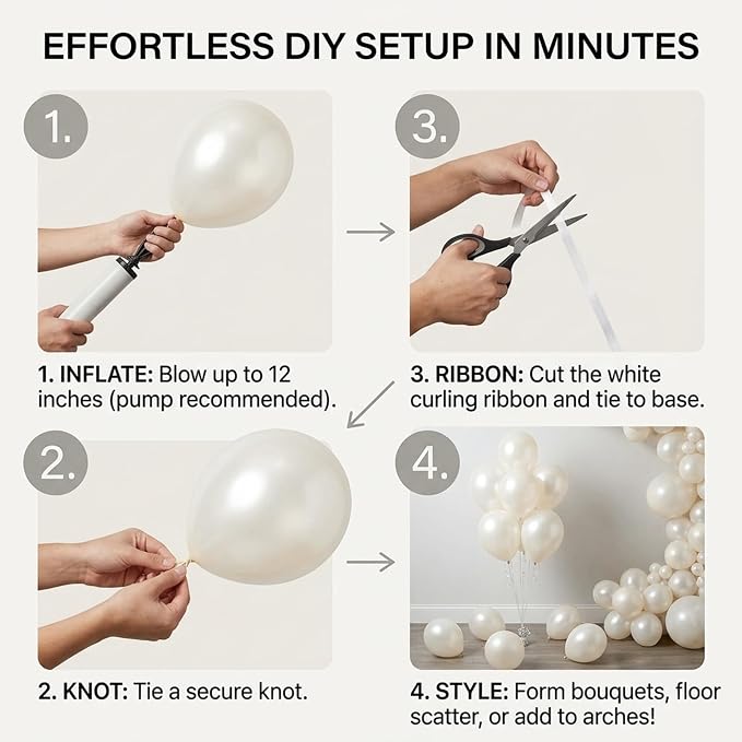 40pcs Pearl White Balloons 12 Inch, Premium Pearl Latex Balloon Kit - Image 3