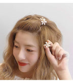 Mini Pearl Hair Barrettes for Women Girls, 10pcs Sweet Artificial Pearl Hair Clips, Flower Pins Clips for Party Wedding Daily