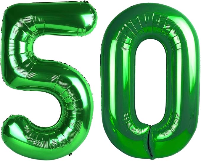 Green Number 50 Balloon 40 Inch, 50th Birthday Party Decorations Men Women | by IWERP
